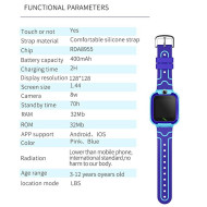 Ceas smartwatch GPS copii, monitorizare locatie, camera foto frontala, buton SOS, functie telefon , albastru - Q12B-Blue