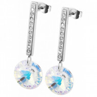 Cercei din otel inoxidabil cu elemente Swarovski, argintiu, PM5050020-001