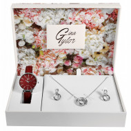 Set cadou, ceas dama, Argintiu, Gina Tylor, colier cu pandativ, 1 pereche cercei, PM1900255-001