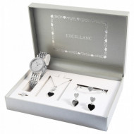 Set cadou, ceas dama, Excellanc, colier cu pandativ, 1 pereche cercei, 1 bratara si 1 inel Excellanc, PMC1800178-002SE