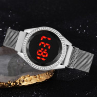 Ceas Dama Fashion Touch Screen Digital, Curea Magnetica, Swarovski elements, Argintiu, LD090-V1