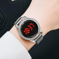 Ceas Dama Fashion Touch Screen Digital, Curea Magnetica, Swarovski elements, Argintiu, LD090-V1