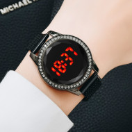 Ceas Dama Fashion Touch Screen Digital, Curea Magnetica, Swarovski elements, Negru, LD090-V3