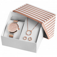 Set cadou, ceas dama, Excellanc, Roze, colier cu pandativ, 1 pereche cercei , Excellanc