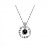 Lantisor Dama Hearts "Te iubesc" 100 de limbi - argintiu COL154-V1
