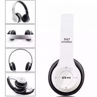 Casti wireless P47, Stereo Headphones, Fm Radio, MP3 Player, Microfon incorporat, Port Micro SD, Alb