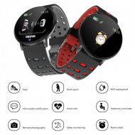Smartwatch 119 Plus, iOS /Android, Bluetooth, Fitness Tracker, Negru/Rosu