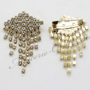 Aplicatie tip brosa cu strasuri, 30x50mm (la bucata) Cod:2316