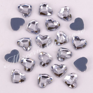 Cristale de Lipit forma Inimi, 10mm, Crystal, (20bucati/pachet) Cod:2289