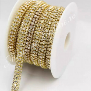 Lant decorativ cu strasuri, 8mm (la metru) Cod:1410