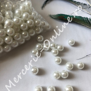 Perle plastic cu gaura, 16mm, Alb/Ivoire, (500grame/punga) Cod:1240