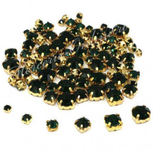 Pietre de cusut sticla cu suport metalic, Emerald, (80bucati/pachet) Cod:2187
