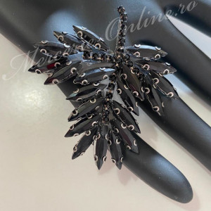 Aplicatie Termoadeziva cu Cristale Frunza, Crystal, 5.5x6cm (la bucata) Cod:2592