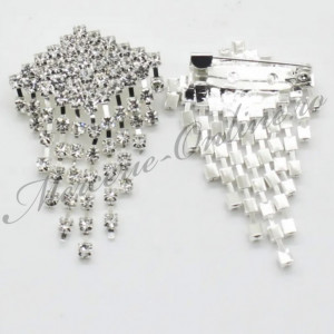 Aplicatie tip brosa cu strasuri, 30x50mm (la bucata) Cod:2316