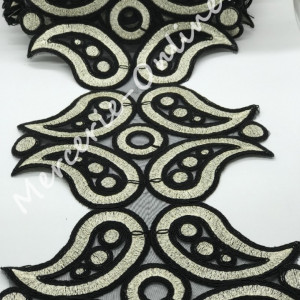 Dantela Brodata cu Lurex, cca 22cm, mai multe culori disponibile (la metru) Cod:0632