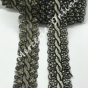 Dantela Brodata cu Lurex, cca 4cm (la metru) Cod:0672