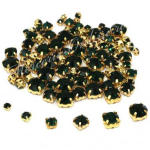 Pietre de cusut sticla cu suport metalic, Emerald, (100bucati/pachet) Cod:1402