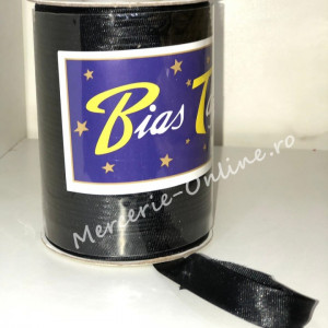 Bias Satin, 1.4cm, Negru (75metri/rola) Cod:0468