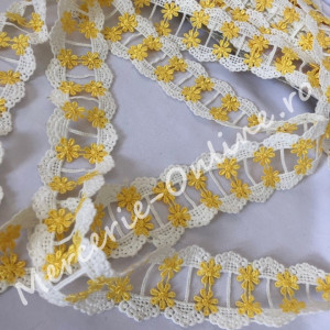 Dantela Bumbac Flori, cca 4.5cm, (la metru) Cod:0795