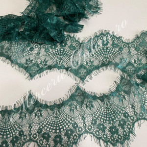 Dantela fina Chantilly, Verde Imperial, cca 10cm (la bucata) Cod:2160
