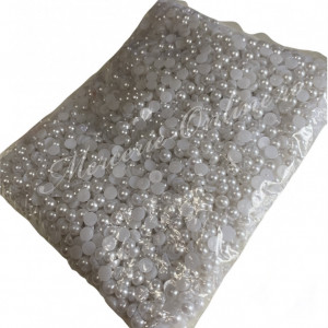 Jumatati de perle, diverse marimi, Alb/Ivoire, (500grame/punga) Cod:2153