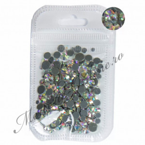 Cristale de Lipit, Mix Size, Crystal AB, (cca 350bucati/pachet) Cod:2519