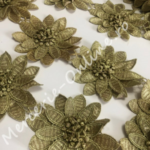 Dantela flori 3D cu lurex, cca 10cm (la metru) Cod:1277