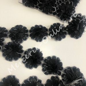 Banda pasmanterie flori 3D, cca 7cm (la metru) Cod:1261