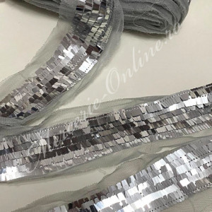 Banda pasmanterie tull cu paiete, cca 4cm (la metru) Cod:2363