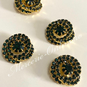 Nasturi Metalici cu Strasuri, Emerald, 20mm, (5bucati/set) Cod:2372
