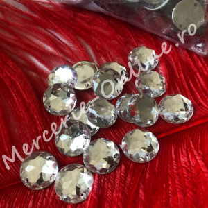 Pietre de cusut acrylic cu aspect gen Swarovski, Crystal, mai multe marimi disponibile (100-2000bucati/pachet) Cod:1081