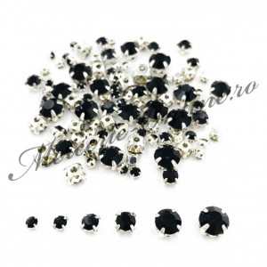 Pietre de cusut sticla cu suport metalic, Black, (100bucati/pachet) Cod:2630