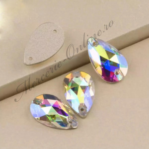 Cristale de cusut sticla, Crystal AB, 7x12mm (6bucati/pachet) Cod:2449