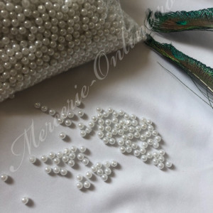 Perle plastic cu gaura, 6mm, Alb/Ivoire, (500grame/punga) Cod:2060