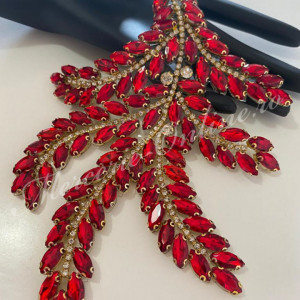 Aplicatie Termoadeziva cu Cristale, Red, 14x18.5cm (la bucata) Cod:2602