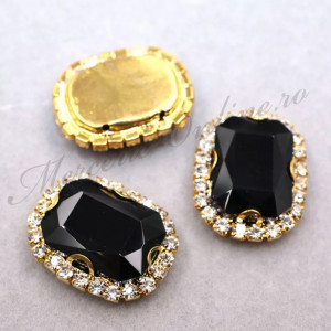 Cristale de cusut sticla, Black, 10x14mm (2bucati/pachet) Cod:2571