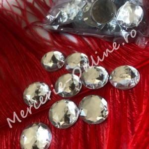 Pietre de cusut acrylic cu aspect gen Swarovski, Crystal, mai multe marimi disponibile (100-2000bucati/pachet) Cod:1081