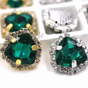 Cristale de cusut sticla, Green, 20mm (2bucati/pachet) Cod:2083