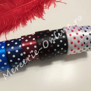 Panglica satin cu buline, latime 4cm, (23metri/rola) Cod:1249