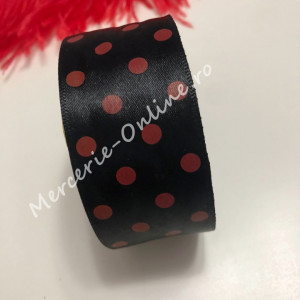 Panglica satin cu buline, latime 4cm, (23metri/rola) Cod:1249