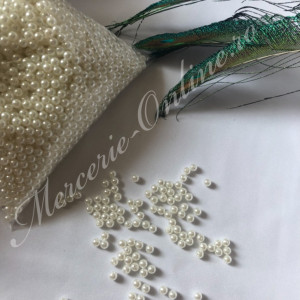 Perle plastic cu gaura, 10mm, Alb/Ivoire, (500grame/punga) Cod:2061