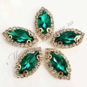 Cristale de cusut sticla, Green, 10x20mm (4bucati/pachet) Cod:2573