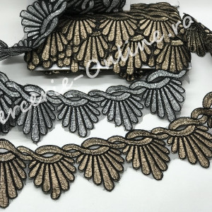 Dantela Brodata cu Lurex, cca 6cm (la metru) Cod:0641