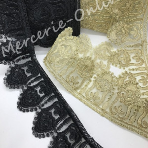 Dantela Brodata cu Lurex, cca 8cm, mai mult culori disponibile (la metru) Cod:0256
