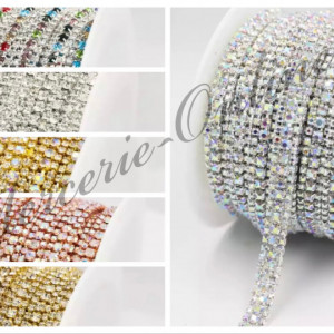 Lant decorativ cu strasuri, 8mm (la metru) Cod:1410