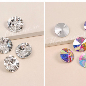 Nasturi Bijuterie, 14mm, Crystal/Crystal AB, (4bucati/set) Cod:2478