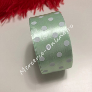 Panglica satin cu buline, latime 4cm, (23metri/rola) Cod:1248