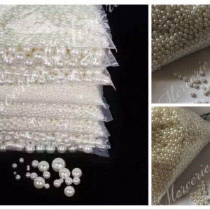 Perle plastic cu gaura, 10mm, Alb/Ivoire, (500grame/punga) Cod:2061