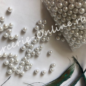 Perle plastic cu gaura, 12mm, Alb/Ivoire, (500grame/punga) Cod:1250