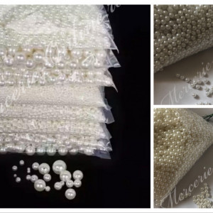 Perle plastic cu gaura, 18mm, Alb/Ivoire, (500grame/punga) Cod:2570